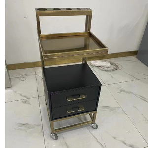 Chariot de salon moderne de luxe en métal inoxydable rose et bois doré Salon de coiffure Spa Salon de beauté Meubles Outils Chariots à main Chariot à outils - Product Image 5