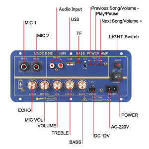 VIRE penguat daya <span class=keywords><strong>Bluetooth</strong></span> 8-12 inci, Speaker ganda mikrofon 110V 220V 12V 24V Subwoofer Audio 60W modul AMP - Product Image 3