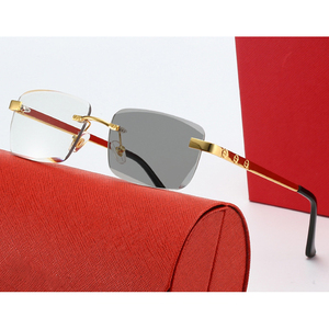 Lunettes <span class=keywords><strong>de</strong></span> soleil photochromiques carrées sans monture 02815 avec verres transparents à découpe <span class=keywords><strong>de</strong></span> bord, changement <span class=keywords><strong>de</strong></span> couleur bleu-gris, protection UV400, avec logo - Product Image 5