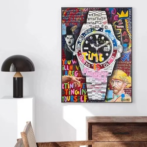Décoration d'intérieur moderne : Tableau lumineux LED en porcelaine effet cristal diamant, Horloges tendance, <span class=keywords><strong>Art</strong></span> encadré imprimé pop style graffiti mural urbain - Product Image 3