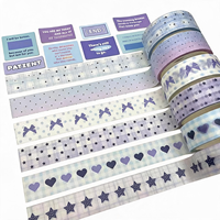 Ruban Washi semi-transparent à finition mate, bleu-violet vintage rétro, pour Bullet Journal, tableau d'humeur et carnets d'art