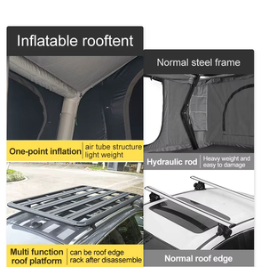 Tente de toit de voiture noire pour le <span class=keywords><strong>camping</strong></span> en plein air, tente RTT en toile pour 3 à 4 personnes, matelas pneumatique <span class=keywords><strong>gonflable</strong></span> pour le <span class=keywords><strong>camping</strong></span> sur le toit - Product Image 3