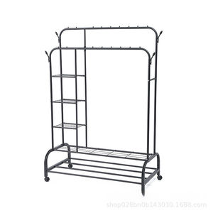 Perchero de tela de doble poste de <span class=keywords><strong>Metal</strong></span>, organizador de ropa, tendedero de dormitorio, perchas de <span class=keywords><strong>Metal</strong></span> para ropa, armario con rueda - Product Image 6