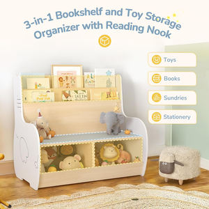Libreria per Bambini 3 <span class=keywords><strong>in</strong></span> 1, Scaffale <span class=keywords><strong>in</strong></span> <span class=keywords><strong>Legno</strong></span> con Panca per Cameretta e Sala Giochi - Product Image 4