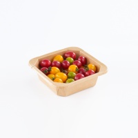Rechthoekige kraftpapieren voedselbak met transparant deksel, wegwerpverpakking voor salade, fruit en maaltijden