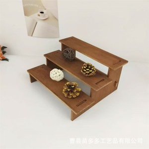 Solid Wood Tiered Shelf Desktop <b>Display</b> Rack 3 Layers For Toys And Figurines Storage Jewelry Bracelet Organizer - Product Image 5