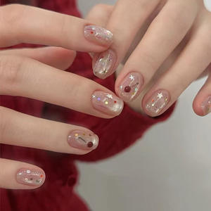 Uñas postizas populares al por mayor de China, uñas postizas negras francesas de media cubierta con diamantes, uñas postizas hechas a mano - Product Image 4