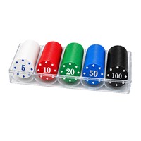 Jetons de poker ABS OEM ODM pour Texas Hold'em, durables et étanches, 100 pièces par boîte, spécial Mahjong et Échecs pour le divertissement