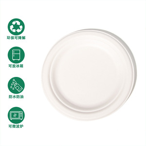 Plateau de service rond biodégradable en résidus de canne à sucre, 6, 7, 9, 10 pouces, boîte à lunch jetable pour plats à emporter, restauration rapide, camping - Product Image 4