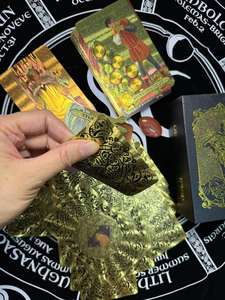 工場カスタム78枚 防水PVC金箔印刷タロットデッキ ホットスタンプ占い用トランプ ガイドブック付き - Product Image 4