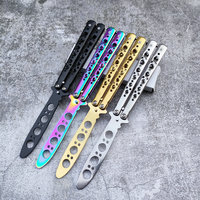 Couteau pliant en acier inoxydable personnalisé sans lame, couteau d'exercice papillon, outil de sport portable CSGO pour l'entraînement en plein air, cadeaux, logo