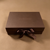 Boîtes cadeaux en papier magnétique rectangulaires de luxe noires pour bébé, pliables, en carton, avec logo, grand format A5, finition mate