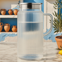 Carafe à eau en verre borosilicate haute résistance, grande capacité, design classique, écologique, avec couvercle