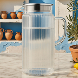 Vẽ thiết kế 1L Borosilicate rõ ràng nước thủy tinh trà ấm đun nước ấm trà Jug <span class=keywords><strong>Pitcher</strong></span> với 304 nắp thép không gỉ - Product Image 4