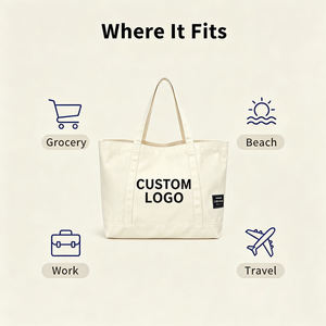 Bolsa de Lona de Color Liso al por Mayor, Bolsa de Compras Ecológica, Bolsa de Playa, con Logotipo Bordado Personalizado, Bolso Reutilizable - Product Image 5