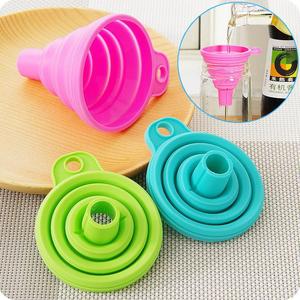 Silicone Telescopic Funnel Wide Mouth Oil Wine Pouring Kitchen Household Mini Folding Funnel Blue Green Pink White - Product Image 2