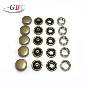 Custom Different Sizes sealed metal cap 11mm anti-brass color brass prong snap button for baby clothes