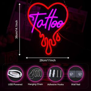Letrero de Neón con Diseño de Tatuaje para Decoración de Pared, Luces <span class=keywords><strong>LED</strong></span> para Estudio, Rojo con Luz <span class=keywords><strong>LED</strong></span> de Neón Morada con Diseño de Tatuaje - Product Image 2