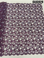 Dentelle soluble dans l'eau de haute qualité, 100% coton, dentelle cordonnée douce, tissu guipure avec des paillettes spéciales pour femmes, mariage, fête