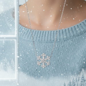 Collar con abalorio de copo de nieve para mujer, Colgante de Piedra de circón transparente, turco, hecho a mano, joyería de plata de ley 925 - Product Image 3