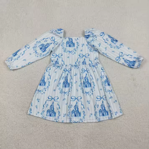 Ensembles de Vêtements pour Bébés et Tout-Petits Filles, Motif Château Rose et Bleu, Tenues à Nœuds, Shorts 2 Pièces, Collection Printemps-Été, Vêtements pour Enfants en Gros - Product Image 6