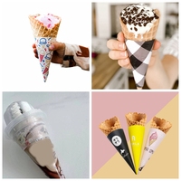 Vasos de papel desechables personalizados de grado alimenticio de pared simple para conos de helado, galletas, fideos, piruletas, hamburguesas y pizza. Opciones personalizadas.