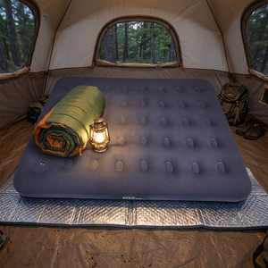 Wholesale Comfortable Flocking Portable <strong>Inflatable</strong> PVC <strong>Mattress</strong> Home Outdoor Camping Hiking With External Inflator Pump - Product Image 1