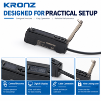Sensor Serat Optik Digital KRONZ PNP 4-Kanal Anti-Interferensi Kontrol Ambang Otomatis Fotolistrik Industri