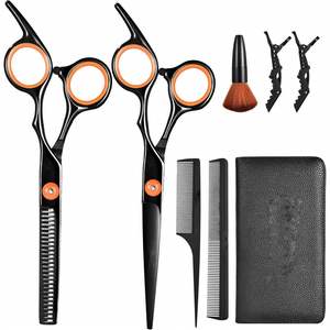 Ciseaux de coiffure 6'' AQIABI en acier japonais, ciseaux de coupe de cheveux, ciseaux à effiler, ciseaux de barbier, noirs C1001 - Product Image 1