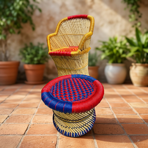 Modern Rattan <b>Stool</b> Farmhouse <b>Portable</b> Lightweight Long Lasting Elegant Handmade Indoor Outdoor Hotel Living Room - Product Image 1