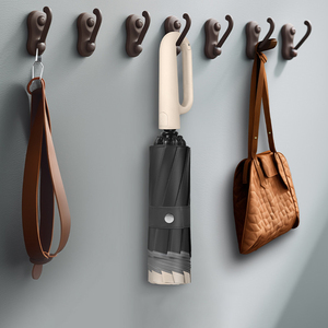 <span class=keywords><strong>Parapluie</strong></span> de voyage réversible automatique à 10 baleines avec bande réfléchissante personnalisée, poignée mousqueton, compact, anti-UV - Product Image 5