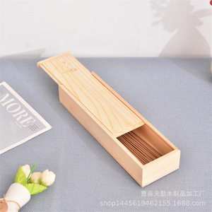 Boîte à encens rectangulaire avec couvercle coulissant et trou pour encens, emballage en bois, fournie par le fabricant d'origine. - Product Image 3