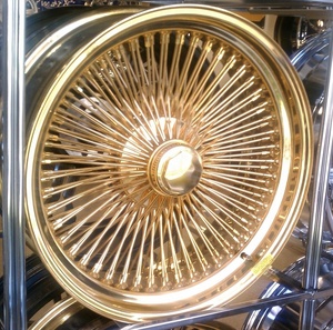 Cerchi in Lega Cromati Personalizzati JC 13x7 Pollici con 100 Raggi Dorati per <span class=keywords><strong>Cadillac</strong></span> Fleetwood Brougham <span class=keywords><strong>DeVille</strong></span> - Product Image 1