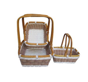 Panier de rangement en rotin vintage tissé à la main au Vietnam, écologique, pour la cuisine et la table à manger, décoration d'intérieur pour servir le pain et les fruits - Product Image 1