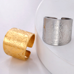 Myshape Tetragrammaton Anello pentagramma amuleto pentacolo anello l'antico nome del potere di dio in acciaio inox Solomon Wiccan gioielli - Product Image 6