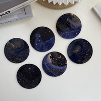 Sous-verres en acrylique personnalisés en gros, motif chat étoilé galaxie, ronds, résistants à la chaleur, pour café, boutique de cadeaux, décoration de table