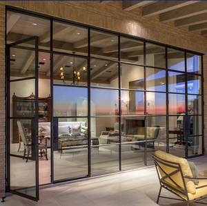 Nhà máy trực tiếp Nhà cung cấp cổ điển Pháp thép cửa kính khung màu đen wrought sắt phía trước nhập cửa - Product Image 4