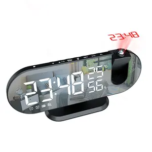 FM-радио, светодиодный цифровой смарт-будильник, часы, настольные электронные настольные часы с USB-зарядкой, будильник с проектором времени 180, Повтор сигнала