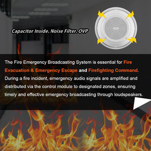 Système de sonorisation d'alarme incendie Tanda TX3356 7 pouces 3W, haut-parleur de plafond, CE, évacuation d'urgence, bouton connecté par câble, contrôlé - Product Image 2