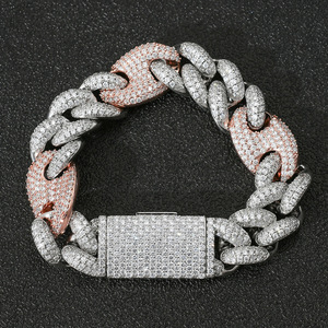 Nuevo Collar de Cadena Cubana de 20mm con Diseño de Nariz de Cerdo Bicolor, Microincrustaciones de Zirconia, Estilo Hip Hop, Moda Tanjing Lijing - Product Image 2
