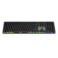 Keyboard Mekanik Berkualitas Tinggi Ukuran Penuh Profil Rendah Berkabel-Nirkabel dengan Casing Paduan Aluminium, Lampu Latar RGB, Desain Ultra Tipis untuk