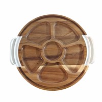 Grandes planches de charcuterie de voyage en bois d'acacia avec poignée de couvercle Planches de charcuterie à découper en bois avec compartiment intégré pour le service du fromage