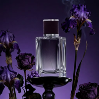 Flacon de parfum carré minimaliste en verre avec couvercle en cuir |   Flacon pulvérisateur rechargeable, bouteille en verre de luxe sérigraphiée, 100 ml