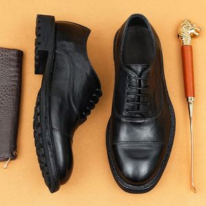 Zapatos Oxford de Hombre de Cuero Lavado con Cordones, Estilo Vintage, Suela de Goma Hecha a Mano, Construcción Goodyear Welt, Casuales de Negocios, Transpirables y Ligeros - Product Image 5