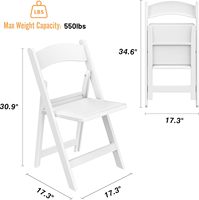 Chaises pliantes populaires américaines rembourrées, confortables et portables, en PP marron, en plastique noir, en résine blanche, pour événements