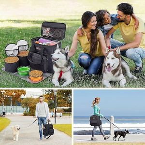 <b>Dog</b> Travel Bag, Pet Travel Bag All Pet Travel Supplies with 2 Pet Food Containers and 2 <b>Collapsible</b> Silicone <b>Bowls</b> - Product Image 5