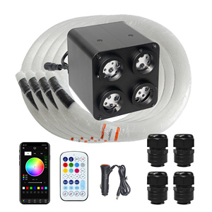 Kit d'éclairage LED à fibres optiques 36W 4 ports RGBW Twinkle Starlight pour la décoration de voiture et de maison, capacité maximale de 2600 fibres - Product Image 1