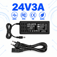 Alimentation électrique fiable certifiée GS TUV CE FCC, prise EU, 72W 24V 3A, multi-protection, adaptateur de bureau pour bande LED, moniteur