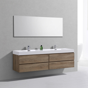 Mueble de Baño Flotante de Madera Maciza Lacada de Estilo Moderno con Lavabo Doble. - Product Image 4