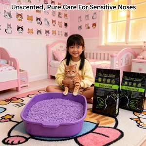 Bac à litière pour chat en tofu biodégradable et écologique avec charbon actif, bois de pin et amidon de maïs, jetable dans les toilettes, sans blocage - Product Image 1